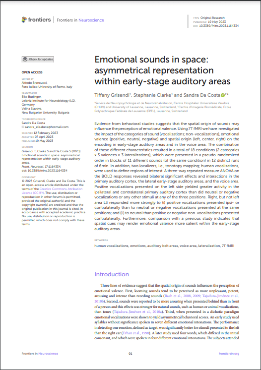 Emotional sounds in space: asymmetrical representation within early-stage auditory areas